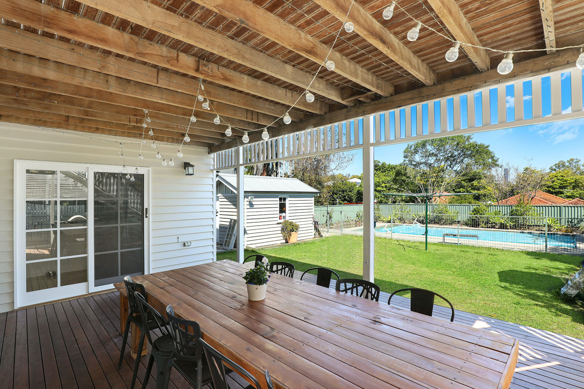 Balcony with wooden deck